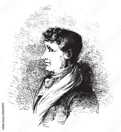 Joseph Joubert. after a lithograph of Vogt, vintage engraving.
