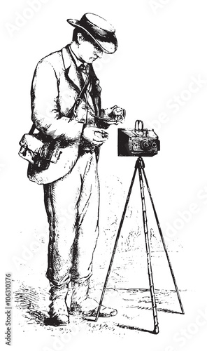 The scenographer, vintage engraving.