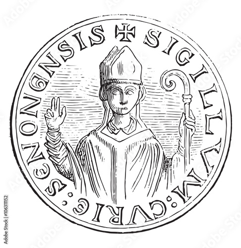 Seal of officialdom direction. The figure of the archbishop seen photo