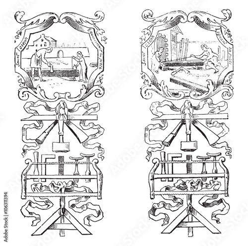 Fragments of an image of the Brotherhood of Carpenters Paris in