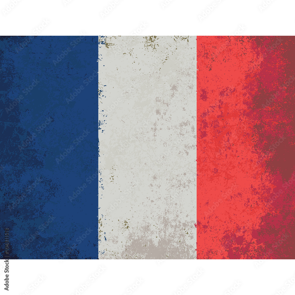 Grunge styled flag of France