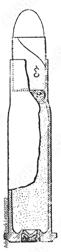 Cartridge, For model 1874 rifle fat system, vintage engraving.