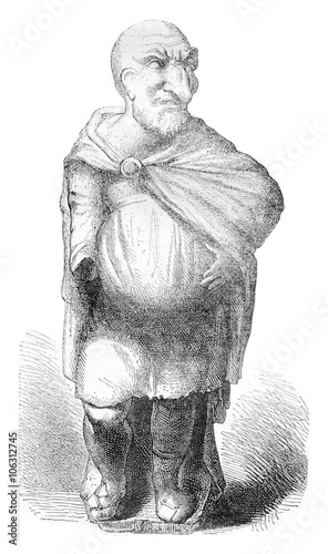 Billede på lærred Louvre Museum, Maccus or antique Pulcinella, vintage engraving.