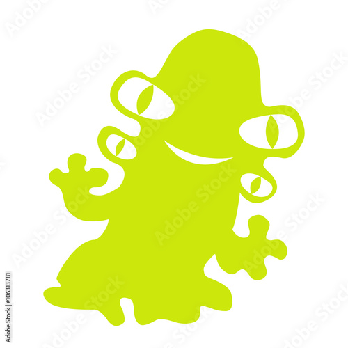 monster mutant green four eyes vector illustration