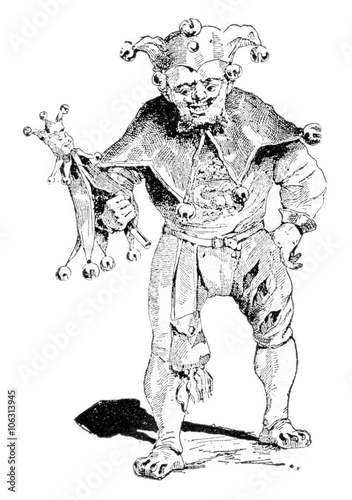 Obraz na płótnie Jester, vintage engraving.