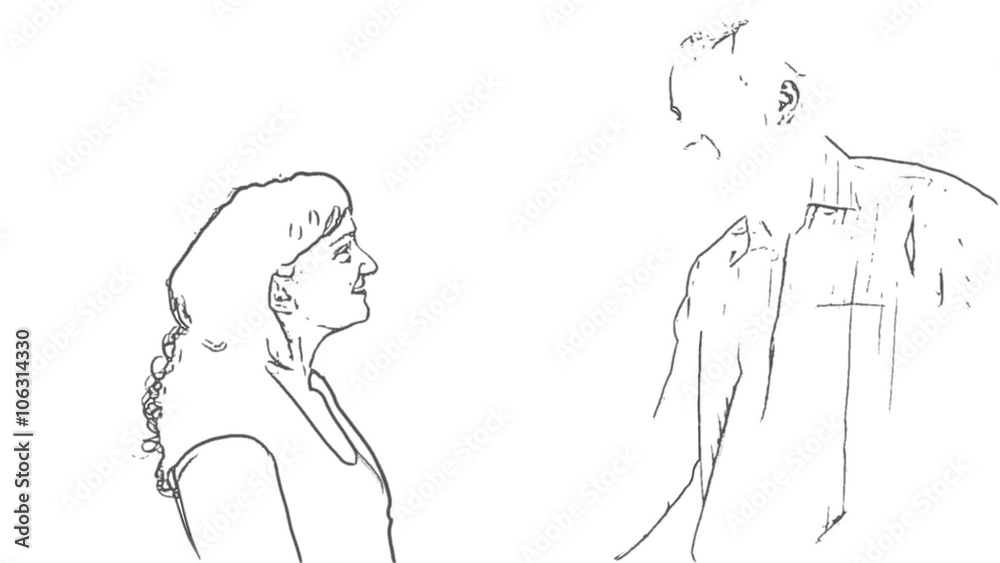 Man and woman painted on paper. Man and woman painted on paper.