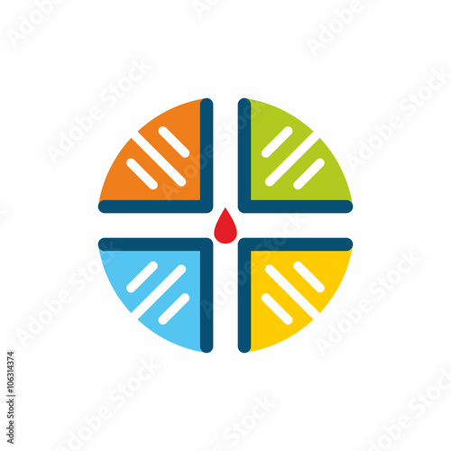 Church logo. Christian symbols. The cross of Jesus and the blood.	