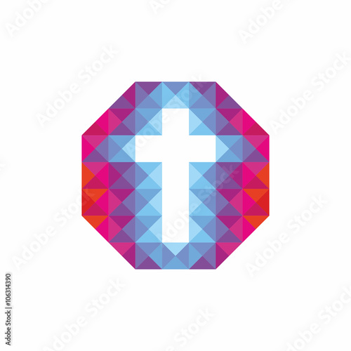 Church logo. Christian symbols. Cross polygonal
