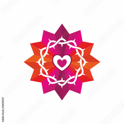 Church logo. Christian symbols. Crown of thorns and heart.