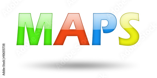 Text MAPS with colorful letters and shadow. 