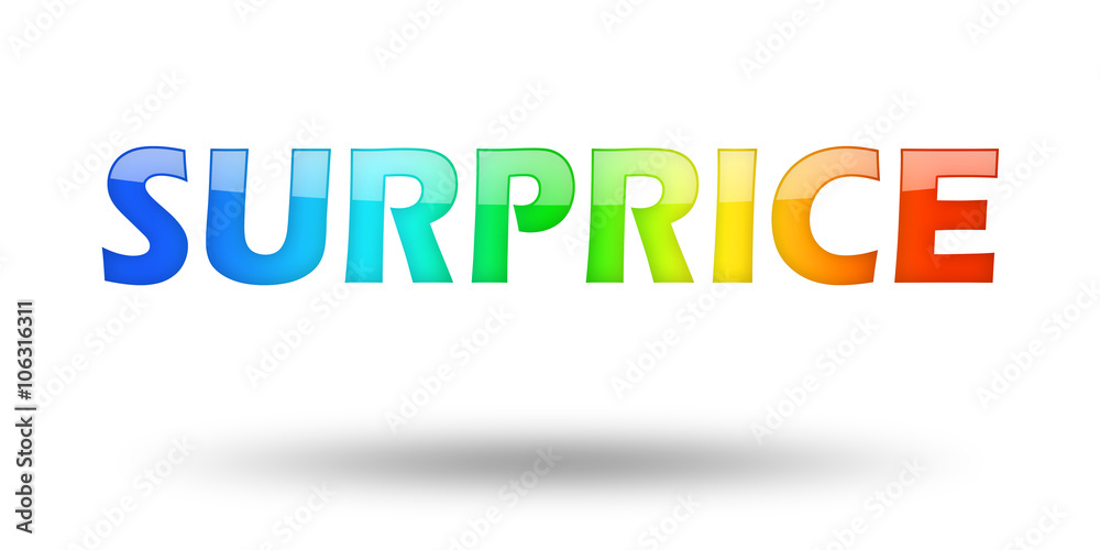 Text Surprice with colorful letters and shadow. 