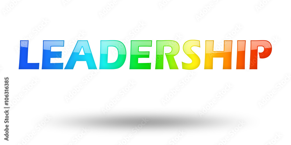 Text LEADERSHIP with colorful letters and shadow. 