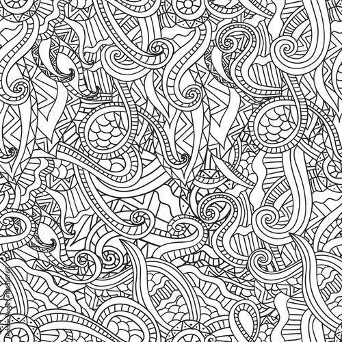 Coloring pages for adults.Decorative hand drawn doodle nature ornamental curl vector sketchy seamless pattern