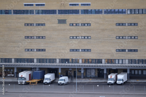 Stockholm, Sweden - March, 15, 2016: trucks on a parking in Stockholm harborn, Sweden photo