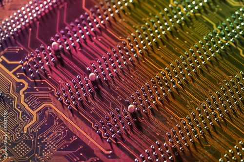 Electronic circuit board  close up.