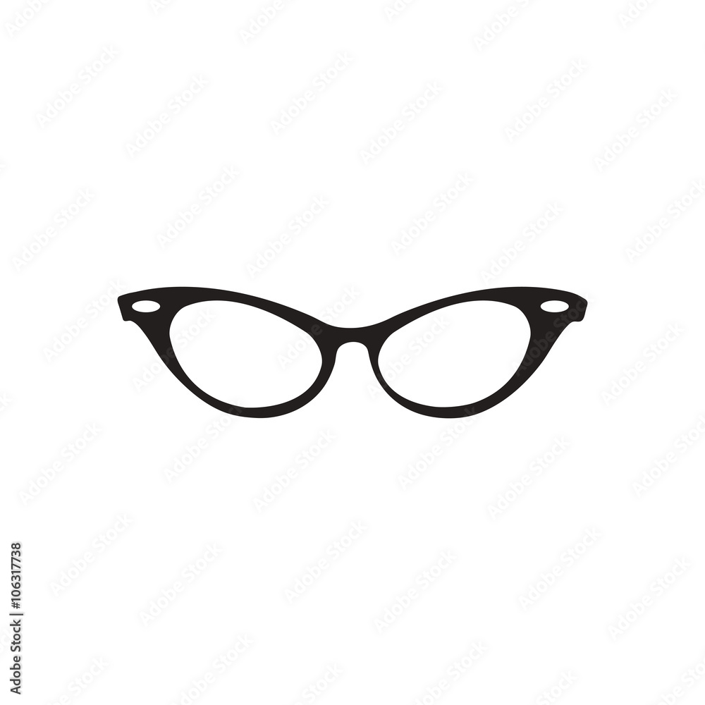 Flat icon in black and white eyeglasses