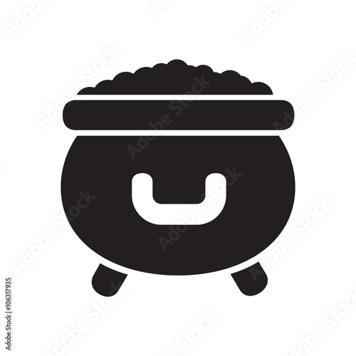 Flat icon in black and white pot of gold