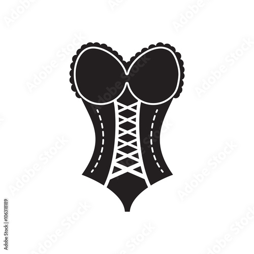 Billede på lærred Flat icon in black and white women corset