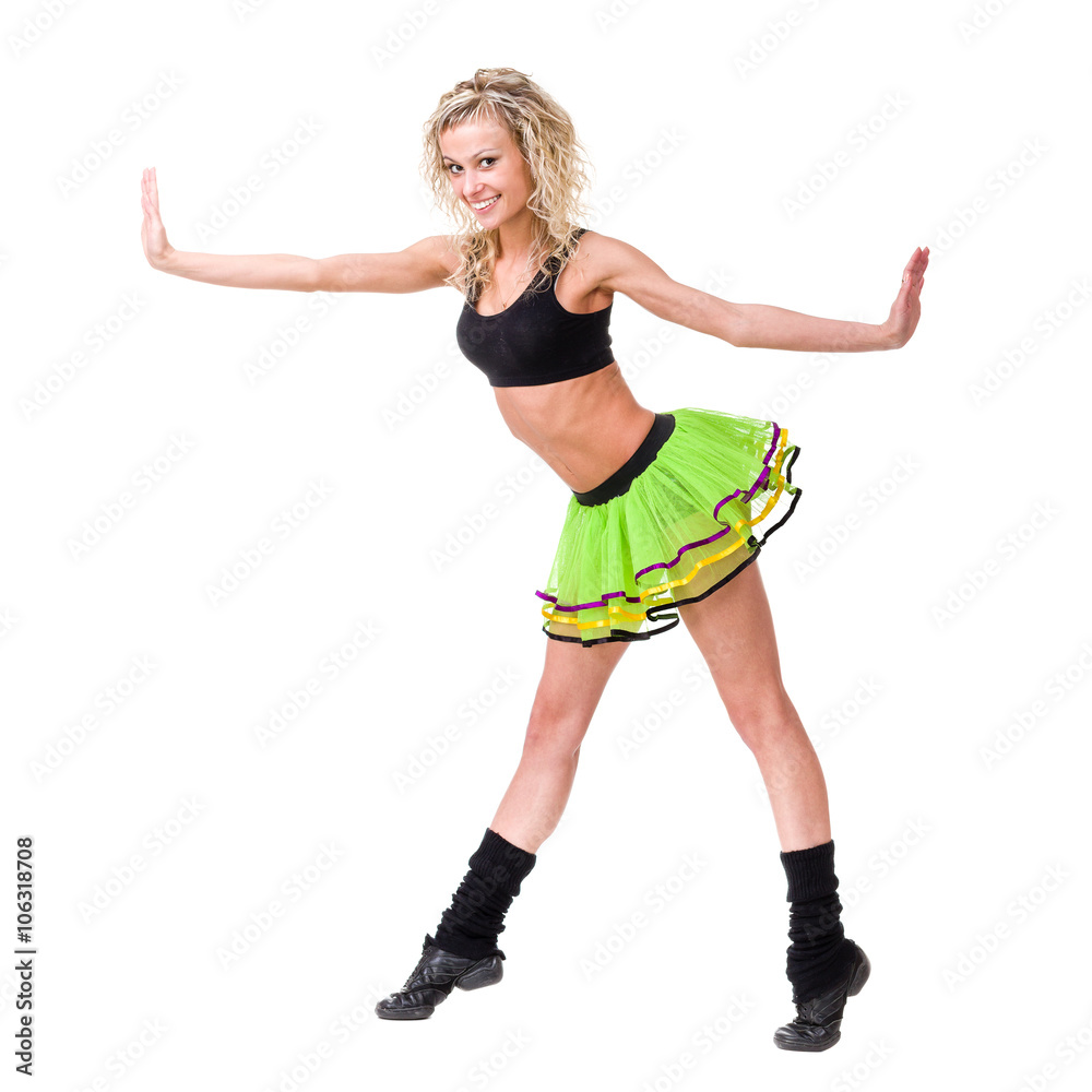 Aerobics fitness woman exercising isolated in full body. Aerobics fitness woman exercising isolated in full body.