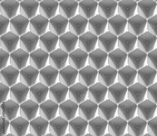 Fototapeta Naklejka Na Ścianę i Meble -  seamless grid pattern of  three-dimensional cubes and small spheres 