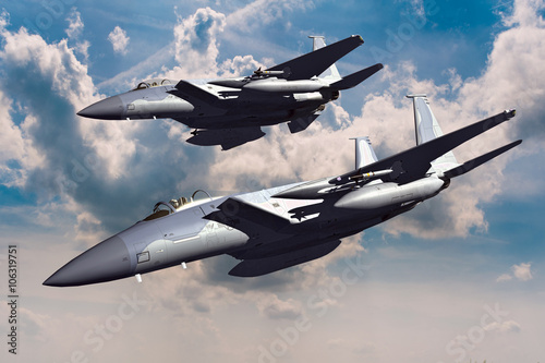 F-15C Eagle 3D illustration model in flight