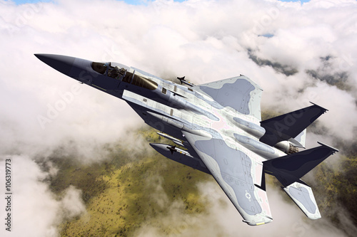 F-15C Eagle 3D illustration model in flight