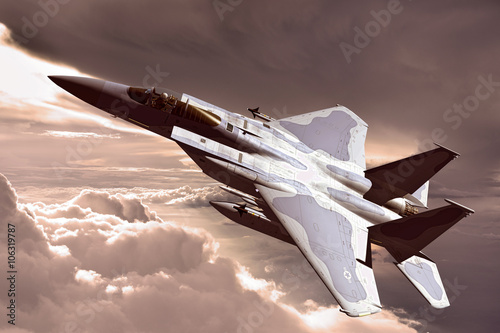 F-15C Eagle 3D illustration model in flight