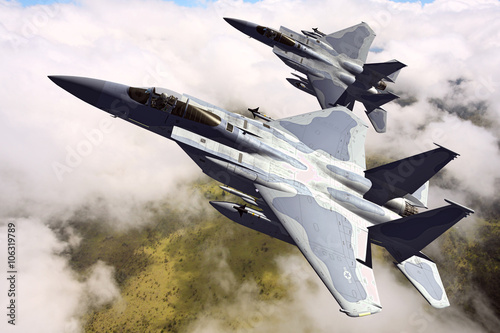 F-15C Eagle 3D illustration model in flight