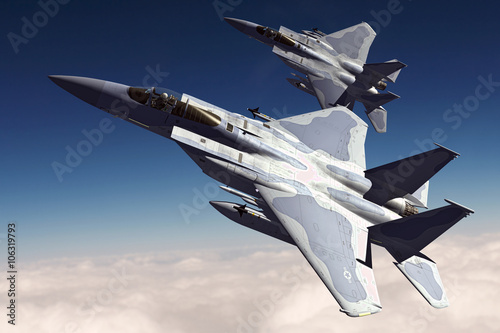 F-15C Eagle 3D illustration model in flight photo