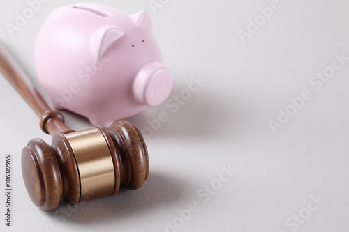 Gavel and piggy bank