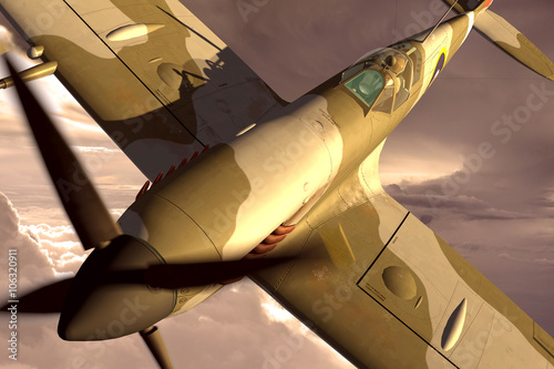 Fototapeta Supermarine Spitfire 3D rendering