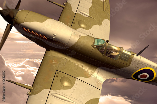 Fototapeta Supermarine Spitfire 3D rendering