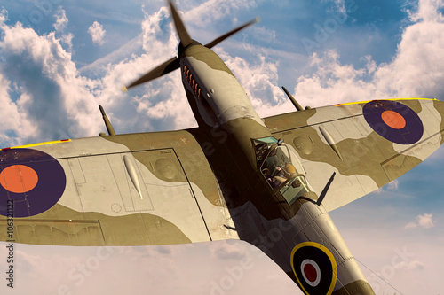 Valokuvatapetti Supermarine Spitfire 3D rendering