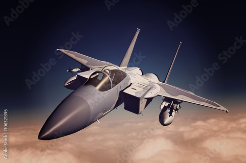F-15C Eagle 3D rendering vintage effect