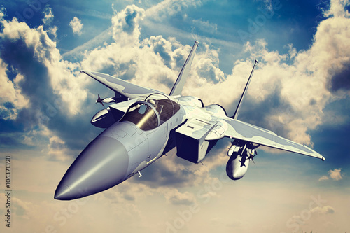 F-15C Eagle 3D rendering vintage effect