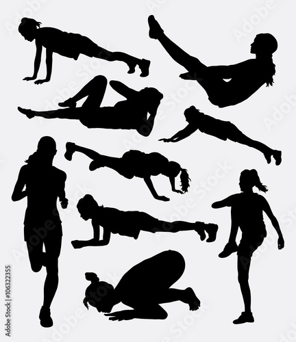 Pilates female training sport activity silhouette. Good use for symbol, logo, web icon, mascot, sign, sticker, or any design you want. Easy to use.
