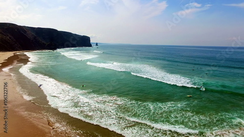 Aerial from surfing at the atlantic ocean photo