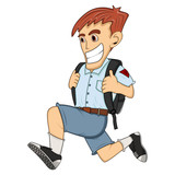 A boy going to school cartoon