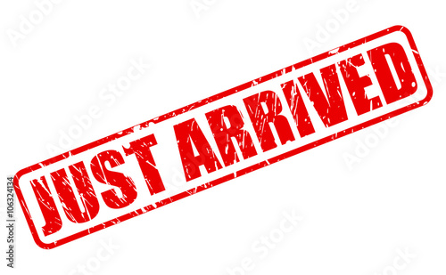 JUST ARRIVED RED STAMP TEXT