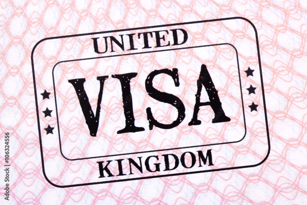 UK visa immigration stamp passport page close up Stock Photo | Adobe Stock