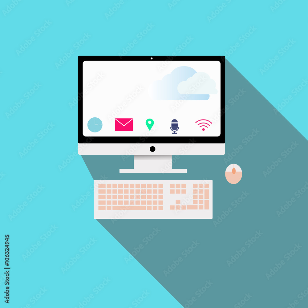 flat office computer design vector flat office computer design vector