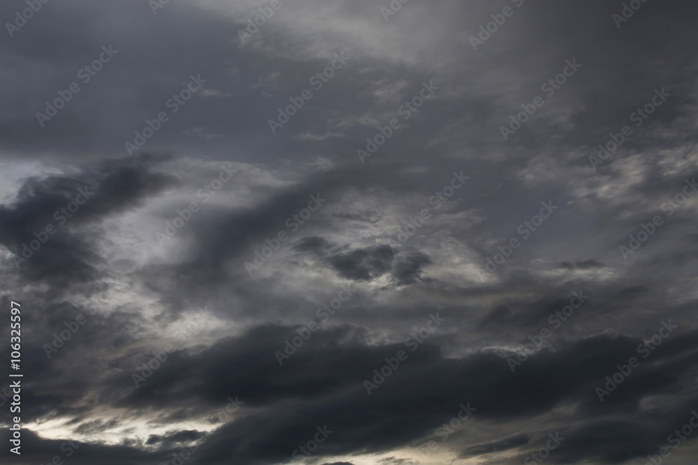 black cloud in darkness sky, night sky of halloween background