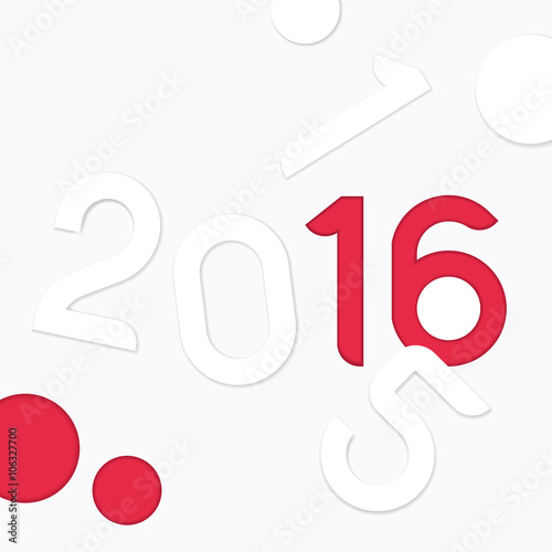 2016 new year poster design, paper cut style