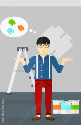 Man choosing paint color.