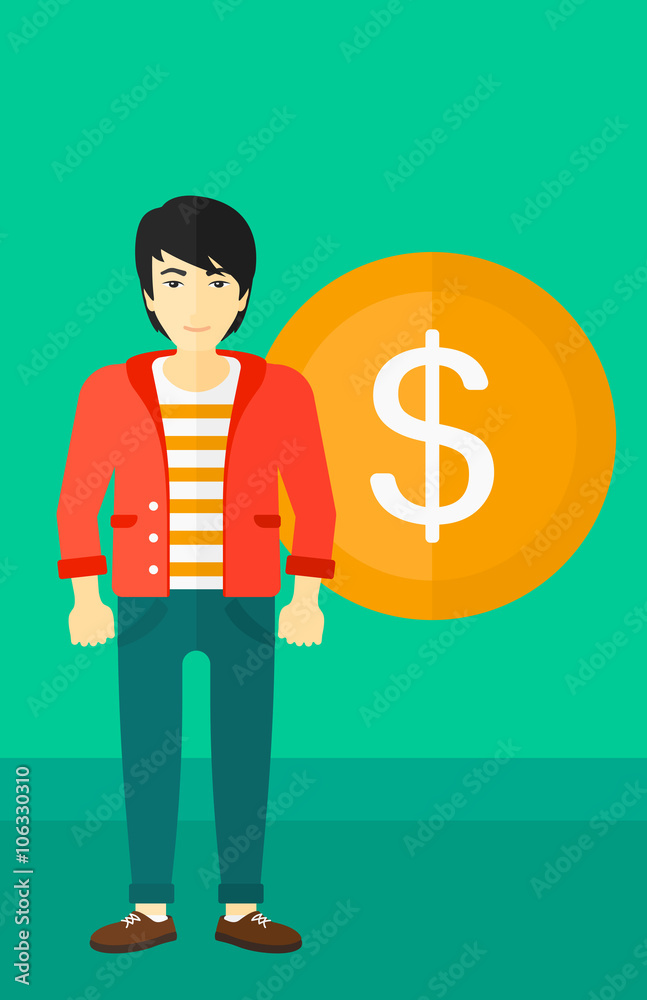 Successful businessman with dollar coin. Successful businessman with dollar coin.