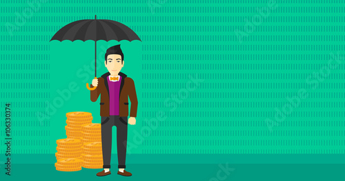 Man with umbrella protecting money. © Visual Generation