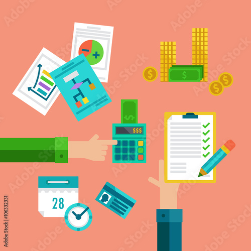 Flat concepts for taxes, finance, bookkeeping and accounting.