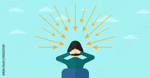 Woman with arrows poinded to her head.