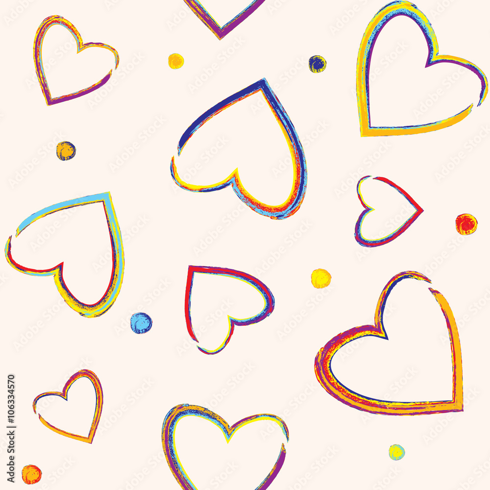 Seamless pattern with pencil hearts Seamless pattern with pencil hearts
