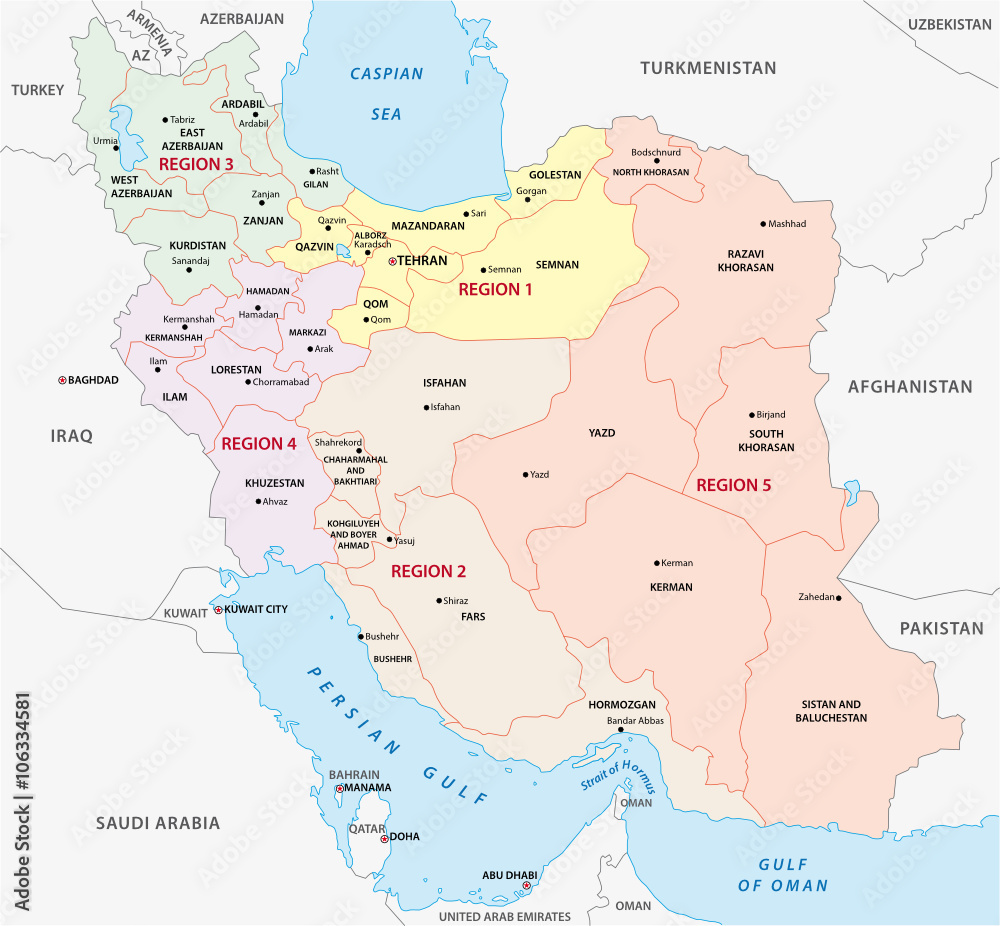 iran administrative and political map regions